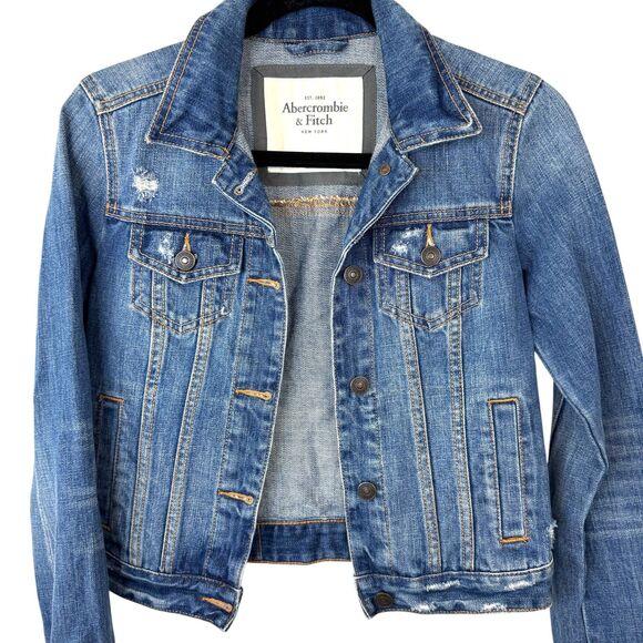Abercrombie & Fitch Jackets & Blazers - ❌ Sold Abercrombie & Fitch Denim Jacket distressed Medium wash Size XS